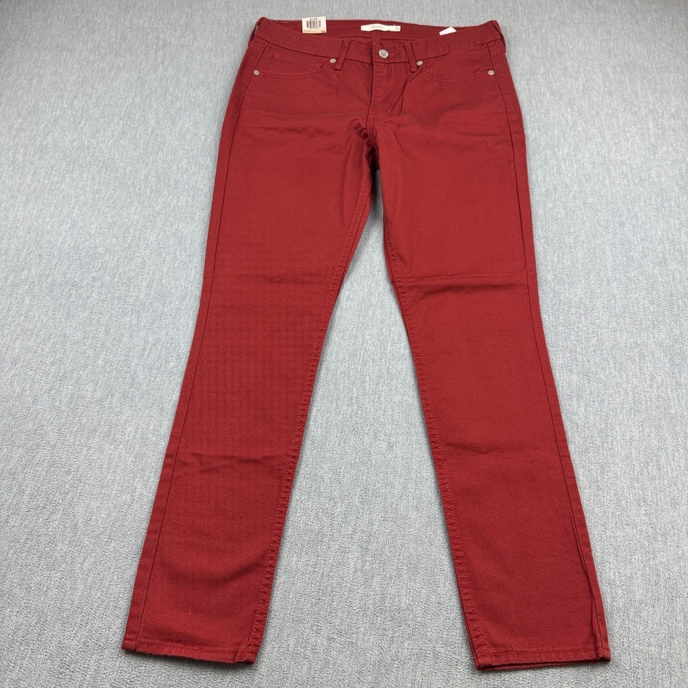 Levis 711 Jeans Womens 30x28 Red‎ Skinny Denim Midrise Ankle Classic Casual NWT